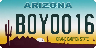 AZ license plate BOY0016