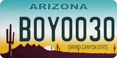 AZ license plate BOY0030