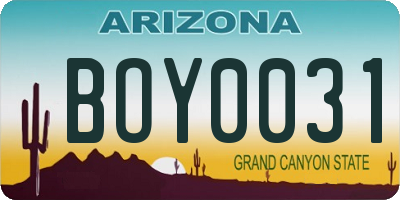 AZ license plate BOY0031