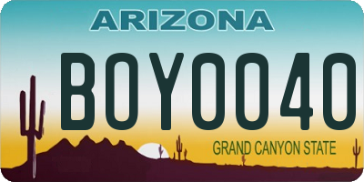 AZ license plate BOY0040