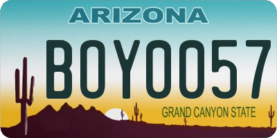 AZ license plate BOY0057