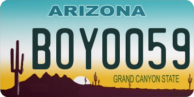 AZ license plate BOY0059