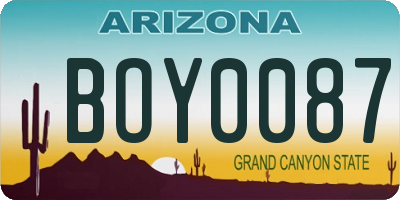 AZ license plate BOY0087