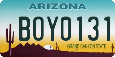 AZ license plate BOY0131