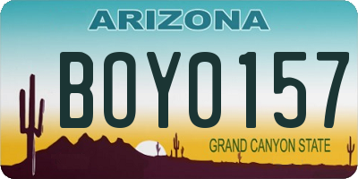AZ license plate BOY0157