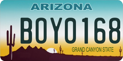 AZ license plate BOY0168