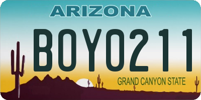 AZ license plate BOY0211