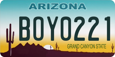 AZ license plate BOY0221