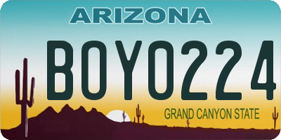 AZ license plate BOY0224