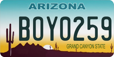 AZ license plate BOY0259