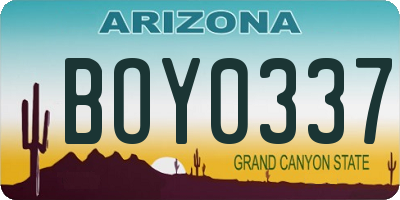 AZ license plate BOY0337