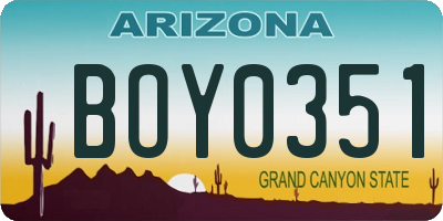 AZ license plate BOY0351