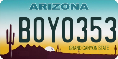 AZ license plate BOY0353