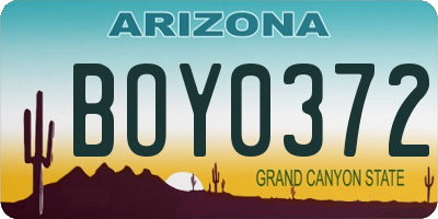 AZ license plate BOY0372