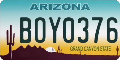 AZ license plate BOY0376