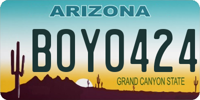 AZ license plate BOY0424