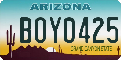 AZ license plate BOY0425