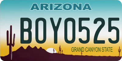 AZ license plate BOY0525