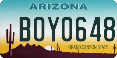 AZ license plate BOY0648
