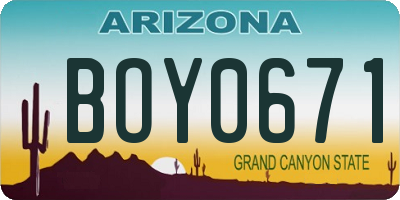 AZ license plate BOY0671