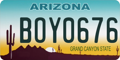 AZ license plate BOY0676