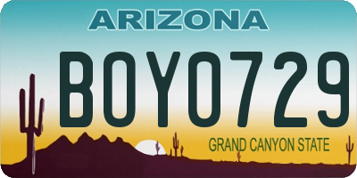 AZ license plate BOY0729