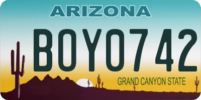 AZ license plate BOY0742
