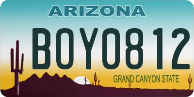 AZ license plate BOY0812