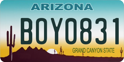 AZ license plate BOY0831
