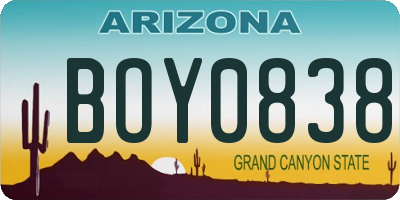 AZ license plate BOY0838