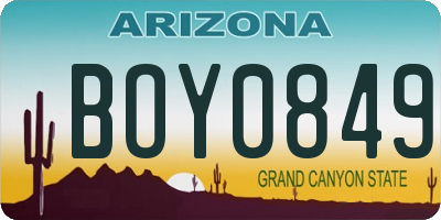 AZ license plate BOY0849