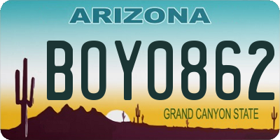 AZ license plate BOY0862