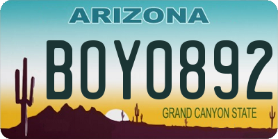 AZ license plate BOY0892