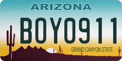 AZ license plate BOY0911