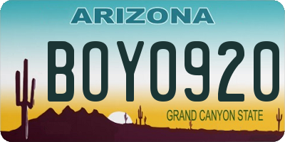 AZ license plate BOY0920