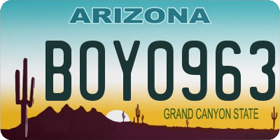AZ license plate BOY0963