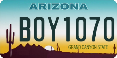 AZ license plate BOY1070