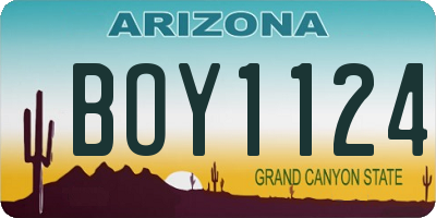 AZ license plate BOY1124