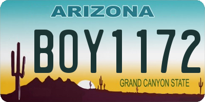 AZ license plate BOY1172