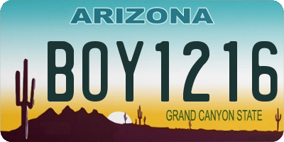 AZ license plate BOY1216