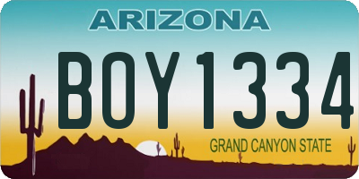 AZ license plate BOY1334