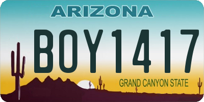 AZ license plate BOY1417