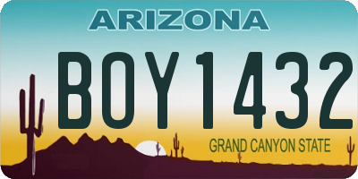 AZ license plate BOY1432
