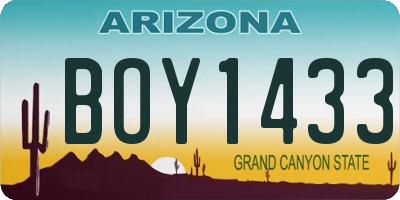 AZ license plate BOY1433