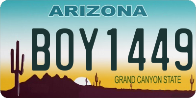 AZ license plate BOY1449