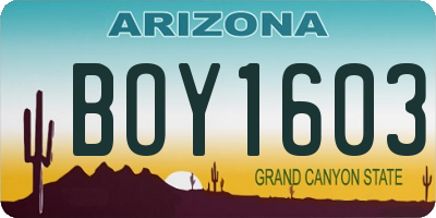 AZ license plate BOY1603