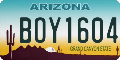 AZ license plate BOY1604