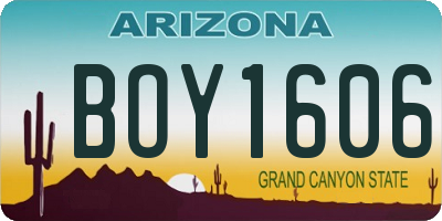 AZ license plate BOY1606