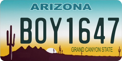 AZ license plate BOY1647
