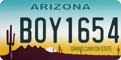 AZ license plate BOY1654